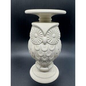 Bath and Body Works 8.5” Ceramic White Owl Candle Holder Pillar Pedestal NWOT